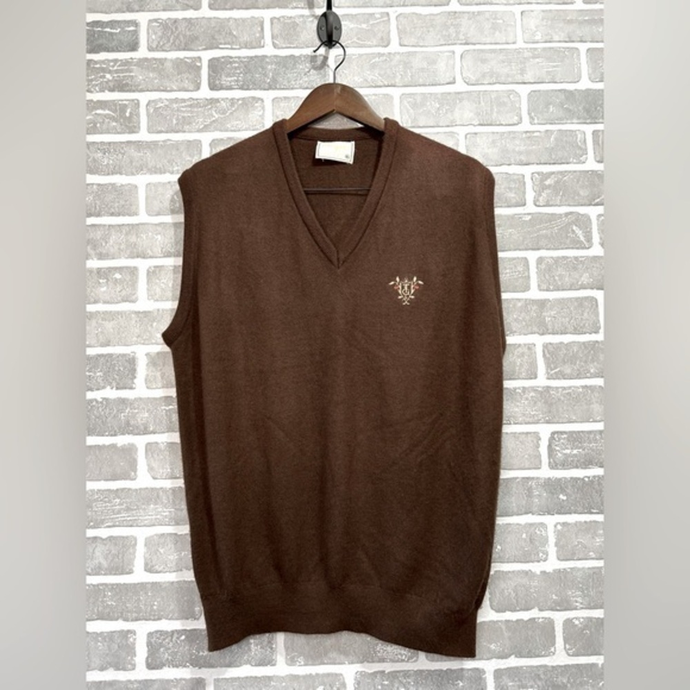 Vintage Traverse City Country Club Brown V-Neck Sweater Vest Men’s Size XL